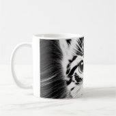 愛らしい猫白黒子猫声 コーヒーマグカップ (左)
