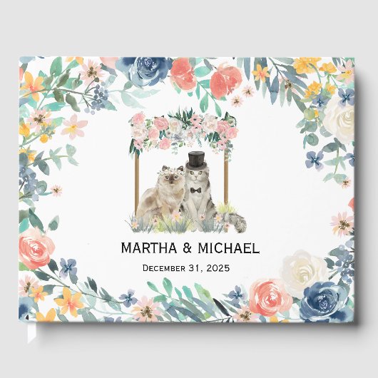 愛らしい猫結婚をテーマにしたゲストブック ゲストブック (正面)