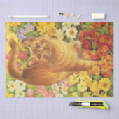 愛らしい猫絵を描ティッシュペーパー 薄葉紙 (クラフト)