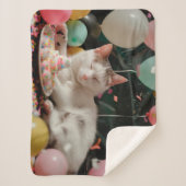 愛らしい猫誕生祝いデザイン シェルパブランケット (正面)