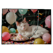 愛らしい猫誕生祝いデザイン ラージペーパーバッグ (裏面)