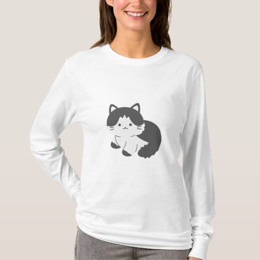 愛らしい猫長袖Tシャツ Tシャツ (正面)