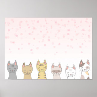 愛らしい猫6匹 ポスター