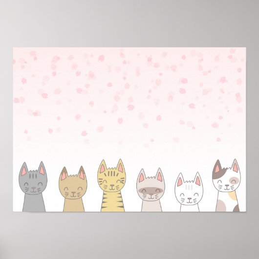 愛らしい猫６匹 ポスター (正面)
