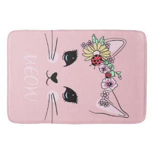 愛らしい猫 ピンクとかわいいニャワー猫毛布 バスマット