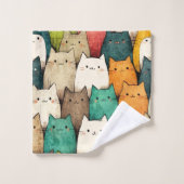 愛らしい猫 | 漫画カラフルデザイン バスタオルセット (ウォッシュタオル)