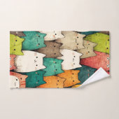 愛らしい猫 | 漫画カラフルデザイン バスタオルセット (ハンドタオル)