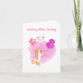 愛らしい猫(8誕生日風船) カード (正面)