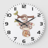 愛らしい猿のフットボール選手のぬいぐるみ ラージ壁時計 (正面)