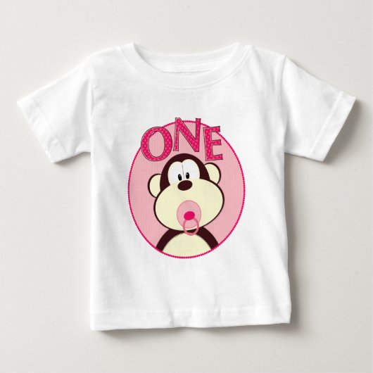 愛らしい猿の第1誕生日のTシャツ ベビーTシャツ (正面)
