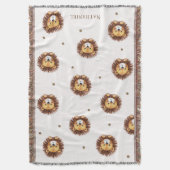 愛らしい獅子模様子供部屋 スローブランケット (正面縦)