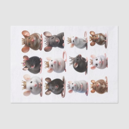 愛らしい王子とプリンセスネズミと王冠 薄葉紙 (正面)