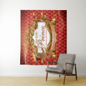 愛らしい王室のアフリカ王子赤と金ゴールドの背景 タペストリー (インサイチュ)