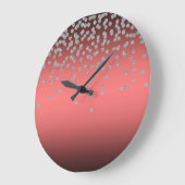 愛らしい珊瑚の赤い光沢があるホイルConfettyかダイヤモンド ラージ壁時計 (傾斜)