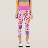 愛らしい甘い花とバラ柄 カプリレギンス (正面)