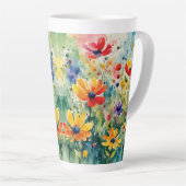 愛らしい甘い花とバラ カフェラテマグ (右アングル)