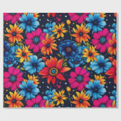 愛らしい甘い花とバラ ラッピングペーパー (フラット)