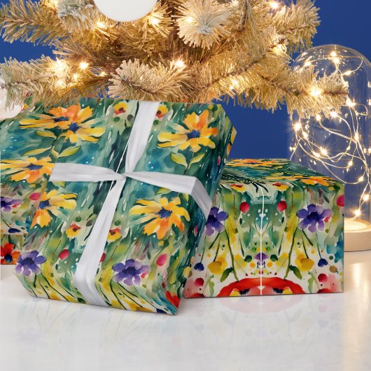 愛らしい甘い花とバラ ラッピングペーパー (クリスマス)