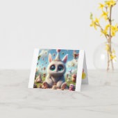 愛らしい生き物の誕生日願い カード (黄色い花)