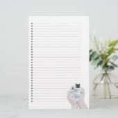 愛らしい生まれたばかりの子犬の並んだ文房具 便箋 (スタンド正面)