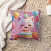 愛らしい生祝活猫の誕生会 クッション (ブランケット)