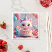 愛らしい生祝活猫の誕生会 スタンダードカクテルナプキン (インサイチュ)