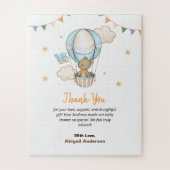 愛らしい男の子テディベア赤ちゃんシャワーありがとう ジグソーパズル (縦)