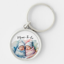 愛らしい男の子/女の子の双子のベビーママは水色になる キーホルダー