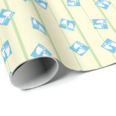 愛らしい男の赤ちゃん足ブルーパターンシャワー ラッピングペーパー (ロールコーナー)