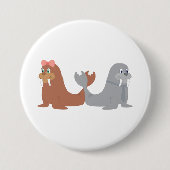 愛らしい男女のウォラス 缶バッジ (正面)