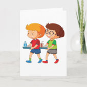 愛らしい男運の子のお盆 カード (正面)