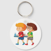 愛らしい男運の子のお盆 キーホルダー (正面)