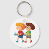 愛らしい男運の子のお盆 キーホルダー (裏面)