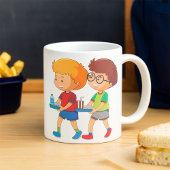 愛らしい男運の子のお盆 コーヒーマグカップ