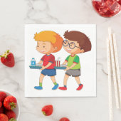 愛らしい男運の子のお盆 スタンダードランチョンナプキン (インサイチュ)