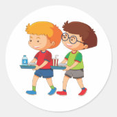 愛らしい男運の子のお盆 ラウンドシール (正面)