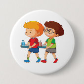 愛らしい男運の子のお盆 缶バッジ (正面)