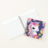 愛らしい白いベイビー unicorn と花 ノートブック (内部)