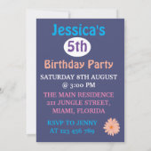 愛らしい白いベイビー unicorn と花 招待状 (裏面)