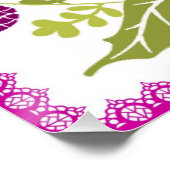 愛らしい白いベビーラマ フューシャピンク 緑 ポスター (コーナー)