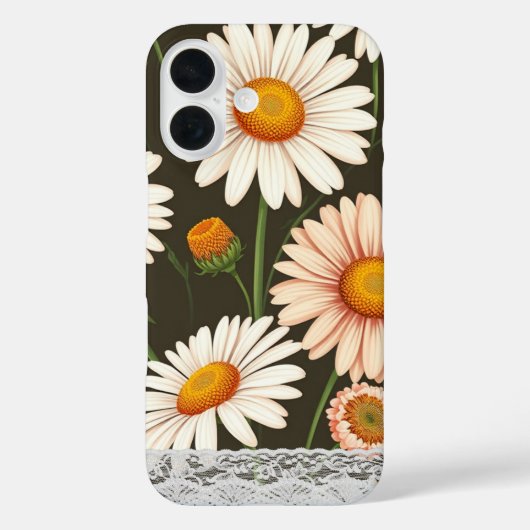 愛らしい白いレースのデイジーのアート背景 Case-Mate iPhoneケース (裏面)
