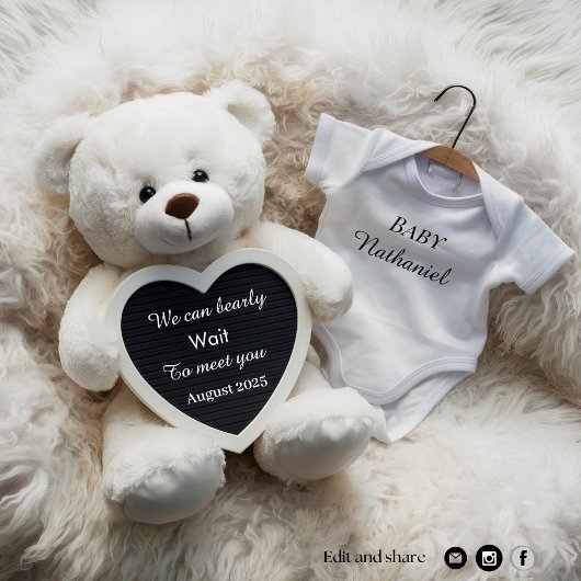 愛らしい白い妊娠の発表 招待状