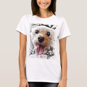 愛らしい白い子犬のTシャカスタマイズツ(名前) Tシャツ