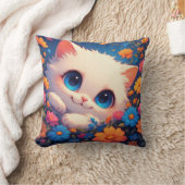 愛らしい白い子猫の青い目 クッション (ブランケット)