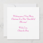 愛らしい白い子猫ピンクのクリスマス カード (裏面)