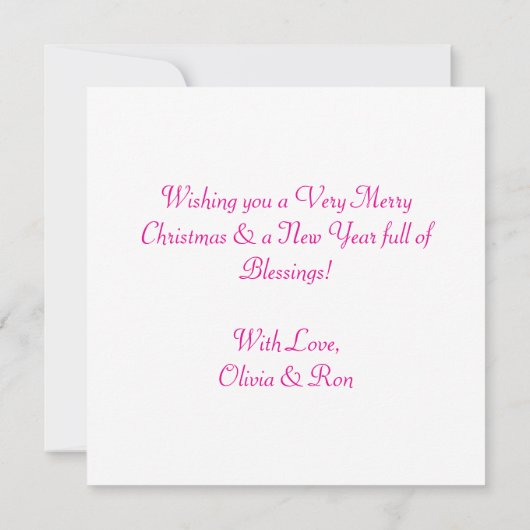 愛らしい白い子猫ピンクのクリスマス カード (裏面)