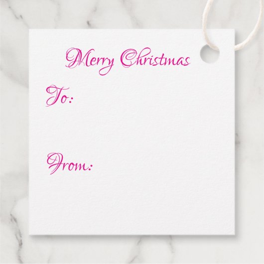 愛らしい白い子猫ピンクのクリスマス フェイバータグ (裏面)