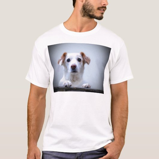 愛らしい白い犬 Tシャツ (正面)