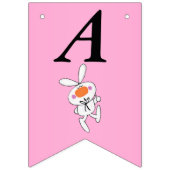 愛らしい白い誕生日マンガバニーホットピンク バンティングフラッグ (第2の旗)