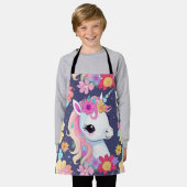 愛らしい白ベビーの一角花 エプロン (着用した状態)